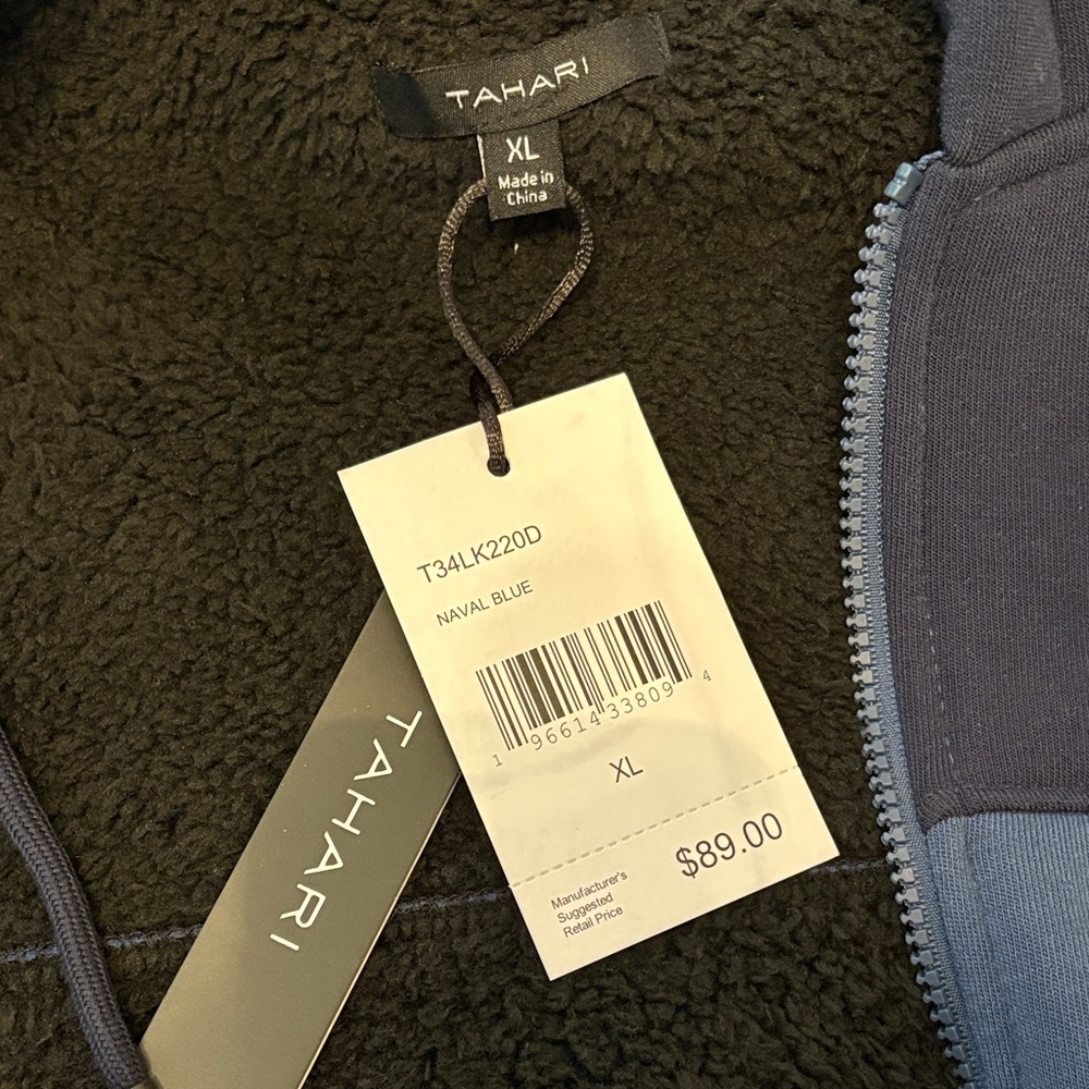 Tahari Men's Two-Tone Navy & Slate Blue Hooded Zip Jacket - Picture 3 of 6